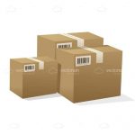 Trio of Shipping Boxes with Tracking Barcodes